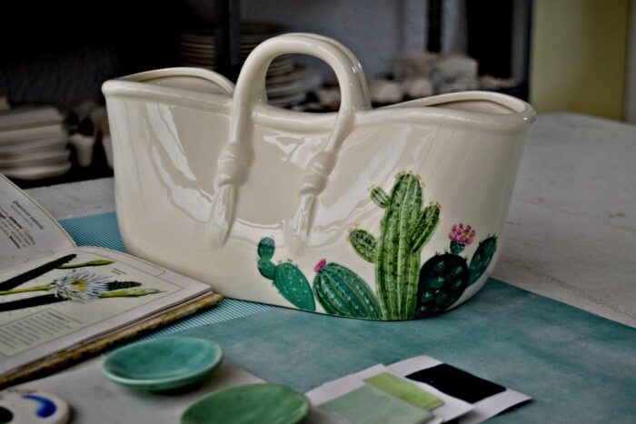 Cesta de Talheres Cactus Verdes