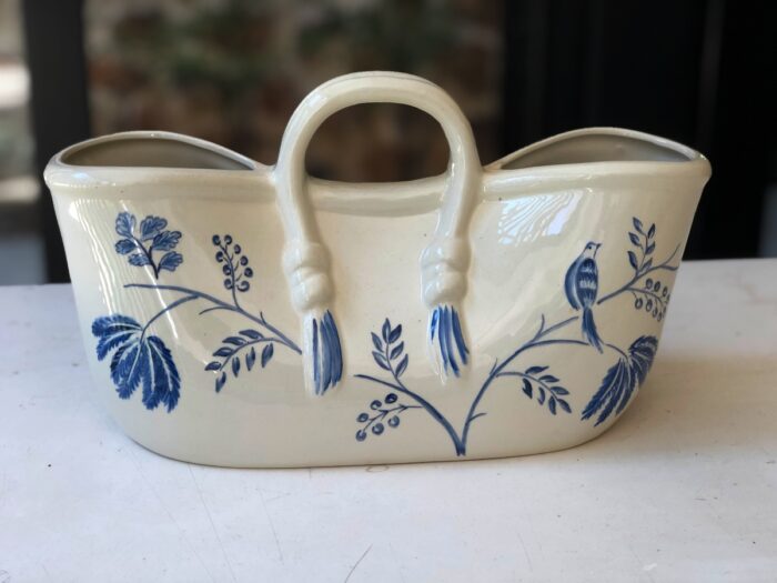 Cesta De Talheres Folhagens e Pássaro Azul
