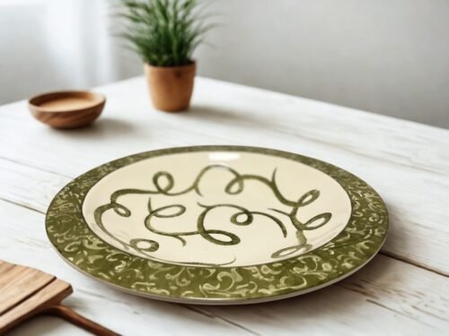 Saladeira De Cerâmica Grande Pintada à mão