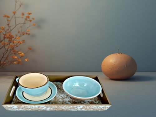 Bandeja com xícara e bowl