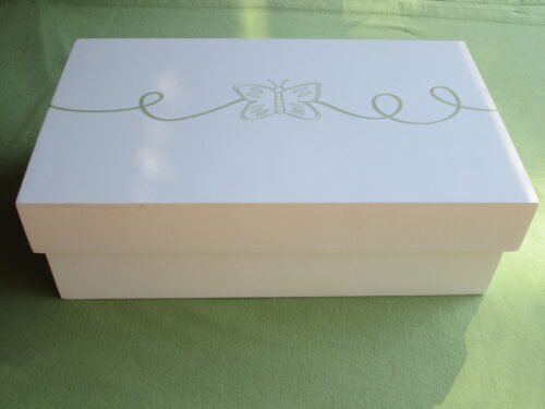 Caixa retangular Branca com desenhos Verde - Coleção Luberon